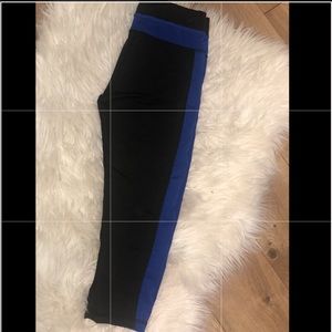 Blue and black leggings